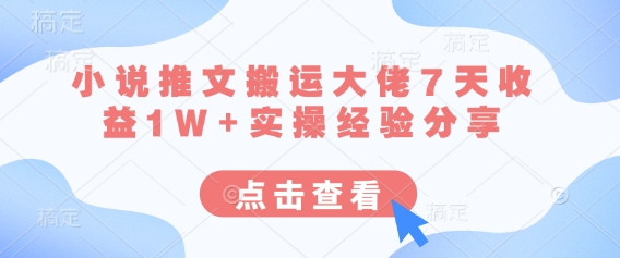 小说推文搬运大佬7天收益1W+实操经验分享-百创网